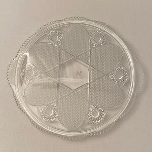 Mikasa Walther Crystal Large Cake Platter Star Pattern Sawtooth Edge 12 1/2 in D